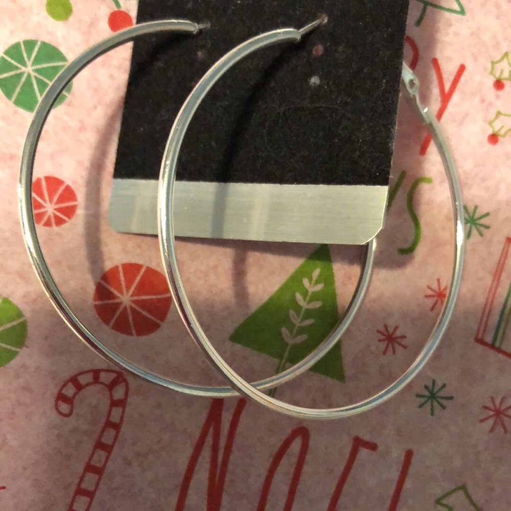 Silver Hoop Earrings 2 in